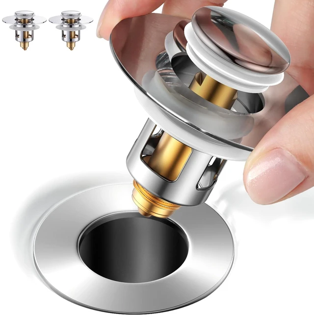 Main image of 1s Installation - All Metal Bathroom Sink Stopper Fit 99% - 3 in 1 Universal Pop Up Stopper with Removable Stainless Steel Filter Basket Hair Catcher - Sink Stopper (Fast Drain Chrome)