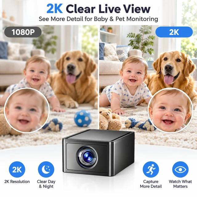 Alt view image 2 of 7 - Hidden CameraMini Camera2K Spy Camera Wireless for Home SecuritySmall Indoor Nanny Cam with Night Vision & Motion DetectionWiFi Cameras for Pet/Baby, Camaras Espias Ocultas
