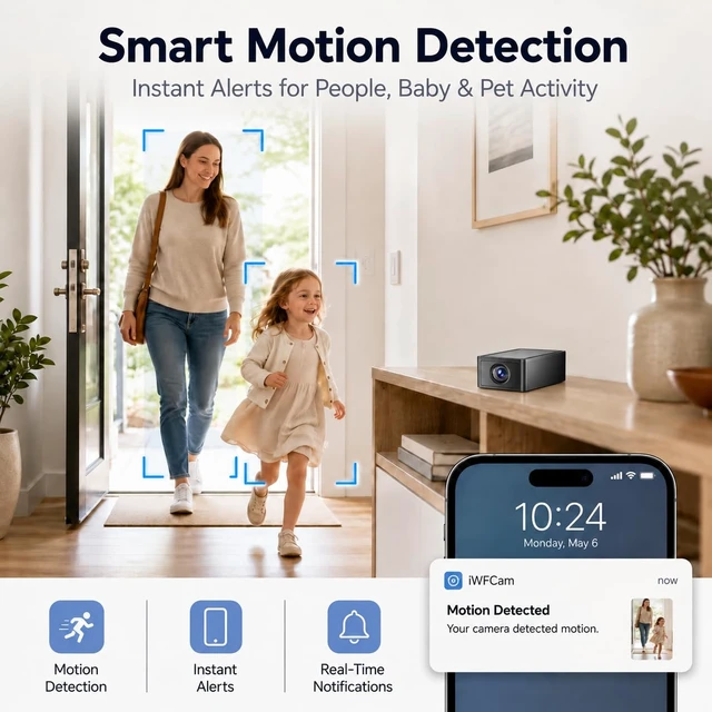 Alt view image 7 of 7 - Hidden CameraMini Camera2K Spy Camera Wireless for Home SecuritySmall Indoor Nanny Cam with Night Vision & Motion DetectionWiFi Cameras for Pet/Baby, Camaras Espias Ocultas