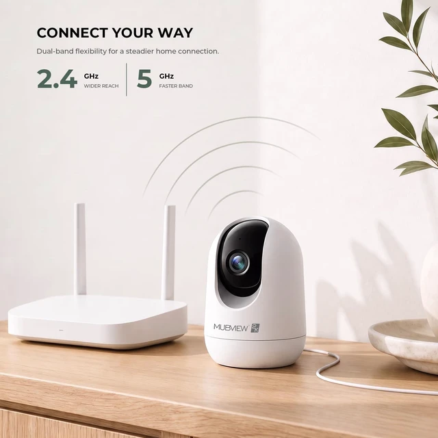 Alt view image 3 of 7 - Indoor Camera 2K,Pan Tilt 2.4/5 GHz Pet Camera with Phone App | 24/7 Recording, 2-Way Talk, Human & Pet Detection, Motion Tracking, IR Night Vision, Cloud & SD Card, for Home/Elder