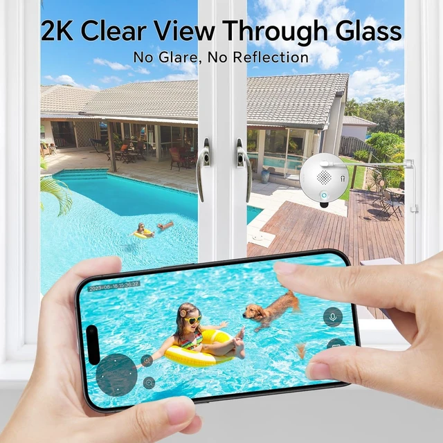 Alt view image 3 of 7 - 3MP 2K Window Camera for Home Security, Indoor Camera with Outdoor View, Full-Color Night Vision, Human & Vehicle Detection, 24/7 Recording, Easy to Install