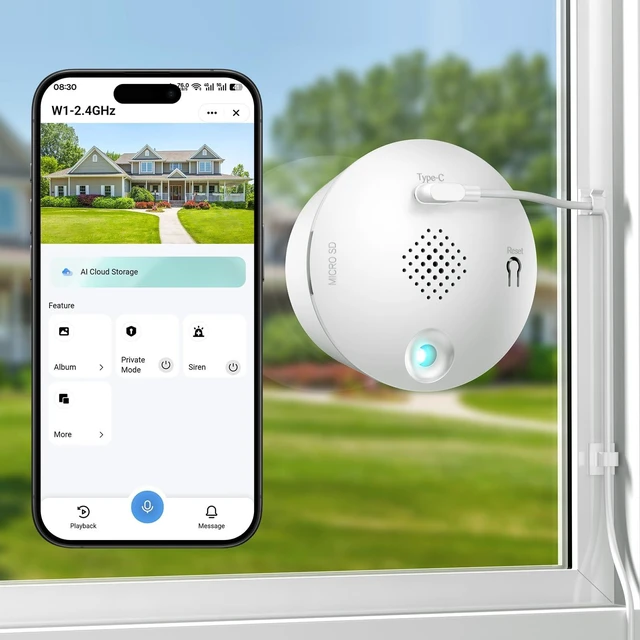 Main image of 3MP 2K Window Camera for Home Security, Indoor Camera with Outdoor View, Full-Color Night Vision, Human & Vehicle Detection, 24/7 Recording, Easy to Install