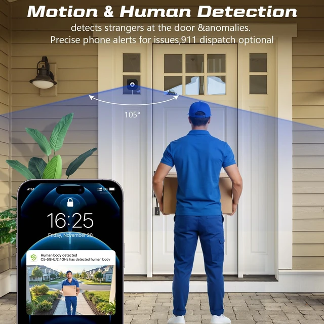 Alt view image 4 of 7 - 3MP 2K Window Camera for Home Security, Indoor Camera with Outdoor View, Full-Color Night Vision, Human & Vehicle Detection, 24/7 Recording, Easy to Install