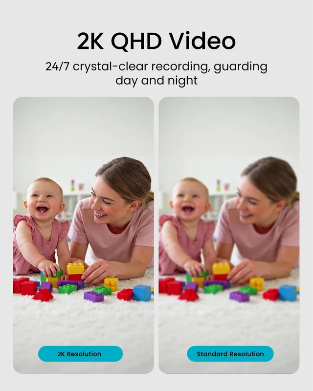 Alt view image 3 of 7 - 2K Indoor Secuirty Camera, 360° View Baby Monitor, Pet/Dog Camera | No Subscription, Human/Pet/Crying Detection, Auto-Tracking, Night Vision, 2-Way Audio, Local Storage, Work with Alexa/Google