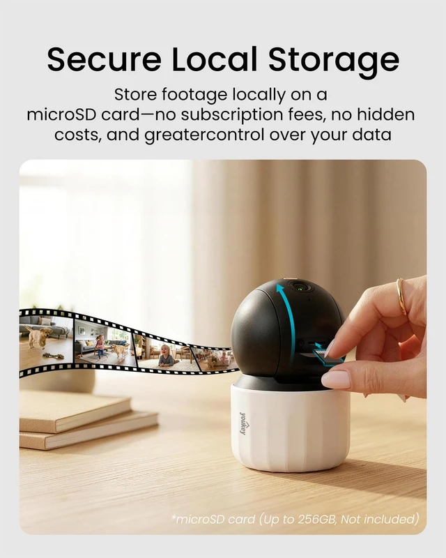 Alt view image 6 of 7 - 2K Indoor Secuirty Camera, 360° View Baby Monitor, Pet/Dog Camera | No Subscription, Human/Pet/Crying Detection, Auto-Tracking, Night Vision, 2-Way Audio, Local Storage, Work with Alexa/Google