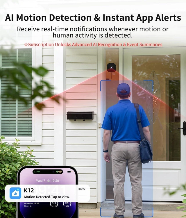 Alt view image 6 of 7 - 2K No Drill Window Camera, Indoor Cameras for Home Security, 2 Pack | 2.4 & 5GHz WiFi, Anti-glare, Starlight Color Night Vision, AI Motion Alerts, Easy & Quick Install, 24/7 Recording, Alexa