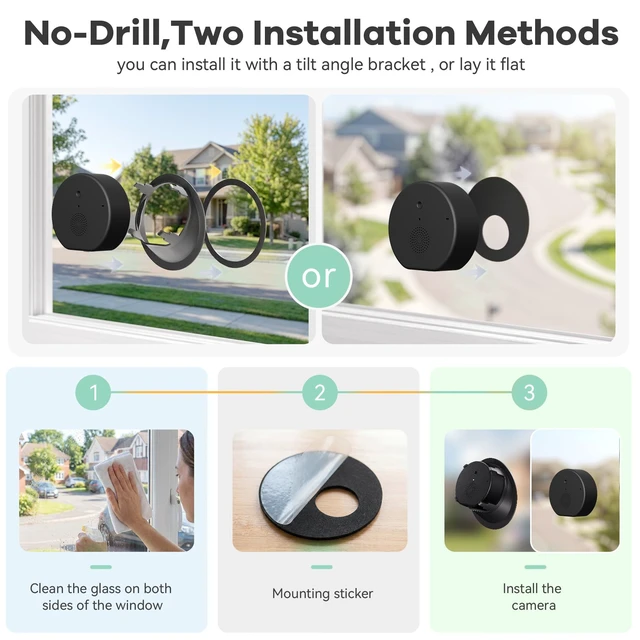 Alt view image 2 of 7 - 2.5K/4MP FHD Indoor Wireless Window Camera,Cameras for Home Security | 5GHz/2.4GHz Dual-Band,Color night vision,motion detection with instant alerts,easy&quick install,Black