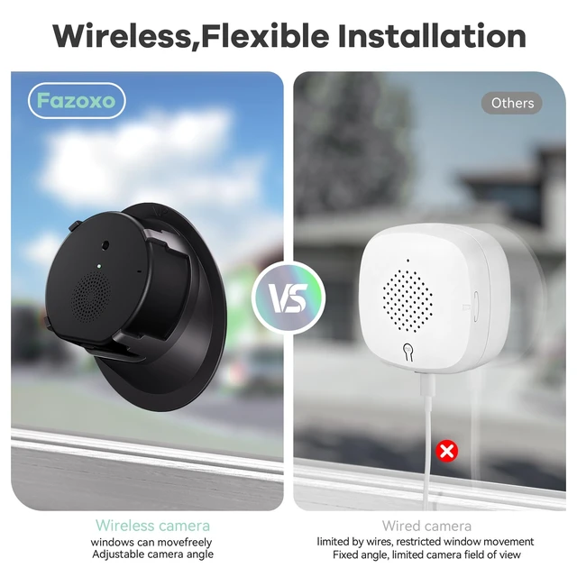 Alt view image 3 of 7 - 2.5K/4MP FHD Indoor Wireless Window Camera,Cameras for Home Security | 5GHz/2.4GHz Dual-Band,Color night vision,motion detection with instant alerts,easy&quick install,Black