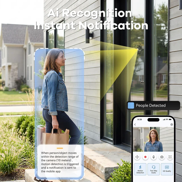Alt view image 5 of 7 - 2.5K/4MP FHD Indoor Wireless Window Camera,Cameras for Home Security | 5GHz/2.4GHz Dual-Band,Color night vision,motion detection with instant alerts,easy&quick install,Black