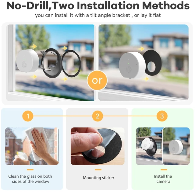 Alt view image 3 of 7 - 2.5K 4MP Indoor Window Camera, Wireless Cameras for Home Security | 2.4GHz & 5GHz WiFi,Ai Color Night Vision,Instant Notification,Motion Detection,45 Day Battery,No Drilling Required,Removable