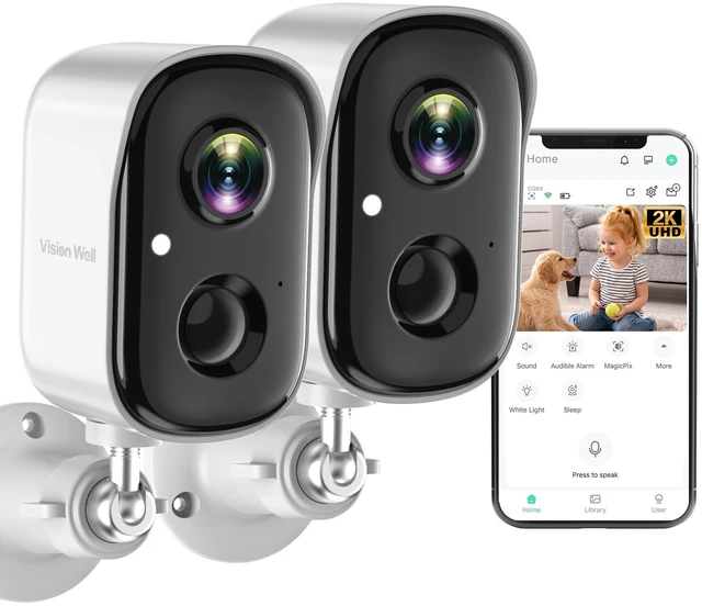 Main image of Security Cameras Wireless Outdoor, 2K Indoor Cameras for Home Security Battery Powered, AI Motion Detection, Color Night Vision, 2-Way Talk, Spotlight Siren Alarm, Cloud & SD Storage-Snow White 2 Pack