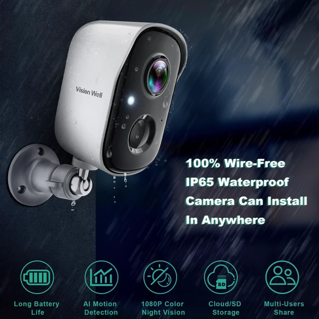 Alt view image 2 of 6 - Security Cameras Wireless Outdoor, 2K Indoor Cameras for Home Security Battery Powered, AI Motion Detection, Color Night Vision, 2-Way Talk, Spotlight Siren Alarm, Cloud & SD Storage-Snow White 2 Pack
