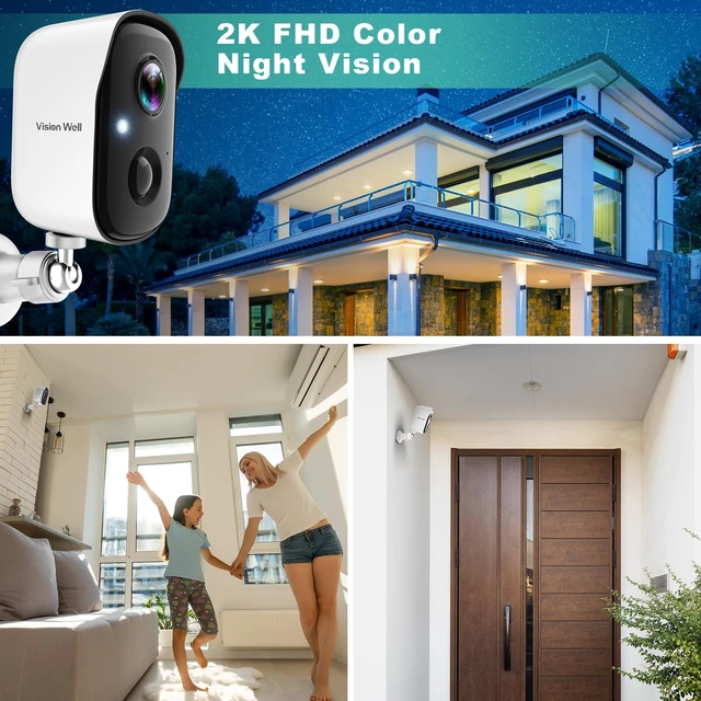 Alt view image 6 of 6 - Security Cameras Wireless Outdoor, 2K Indoor Cameras for Home Security Battery Powered, AI Motion Detection, Color Night Vision, 2-Way Talk, Spotlight Siren Alarm, Cloud & SD Storage-Snow White 2 Pack