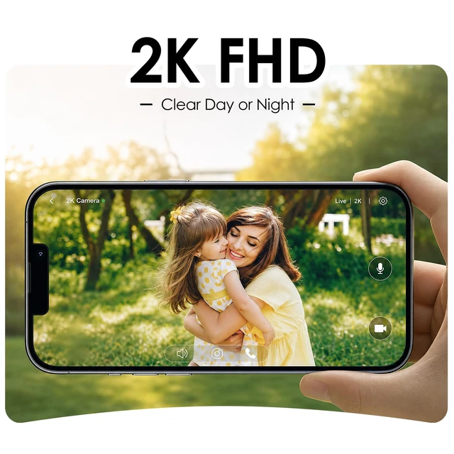 Alt view image 2 of 7 - 2K Security Cameras Wireless Outdoor,WiFi Cameras for Home Security | Color Night vision,Motion detection,Two-way talk,SD/Cloud Storage,Battery Powered, IP65 Weatherproof, 2.4G WiFi, 2pack