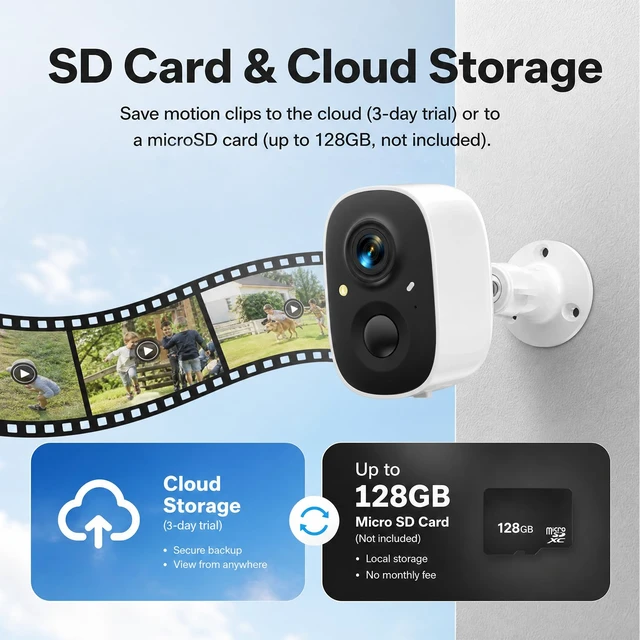 Alt view image 5 of 7 - 2K Security Cameras Wireless Outdoor,WiFi Cameras for Home Security | Color Night vision,Motion detection,Two-way talk,SD/Cloud Storage,Battery Powered, IP65 Weatherproof, 2.4G WiFi, 2pack