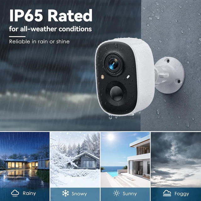 Alt view image 6 of 7 - 2K Security Cameras Wireless Outdoor,WiFi Cameras for Home Security | Color Night vision,Motion detection,Two-way talk,SD/Cloud Storage,Battery Powered, IP65 Weatherproof, 2.4G WiFi, 2pack
