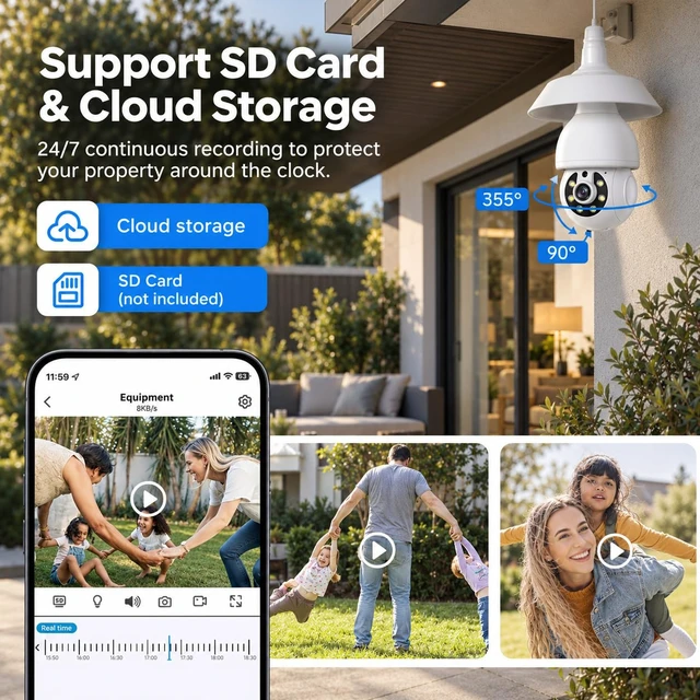 Alt view image 7 of 7 - 2K Light Bulb Security Camera 5G&2.4G WiFi Security Cameras Wireless Outdoor Indoor,360°Bulb Cameras for Home Security Outside Indoor,Motion Detection and Alarm,Two-Way Talk,Color Night Vision 2 Pack