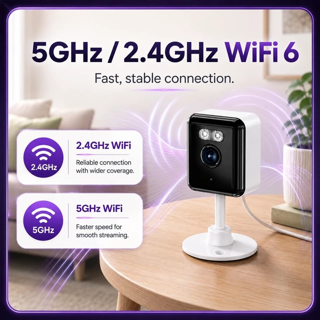 Alt view image 2 of 7 - 2K Indoor Security Camera (2-Pack), Dual-Band 2.4/5GHz WiFi Pet & Baby Monitor, AI Event Detection with Smart Search, Color Night Vision, 2-Way Audio, Human Detection, US App