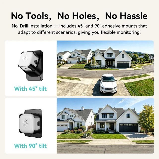 Alt view image 2 of 7 - Window Camera for Home Security: 2K Indoor Camera with Night Vision | 45°/90° Angle brackets,5GHz WiFi,APP Control,24/7 Recording,2-Way Talk,Motion Detection,No-Drill Install,Pet Monitoring