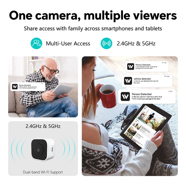 Alt view image 6 of 7 - 3MP 2K Window Camera, Indoor Camera for Home Security with Full-Color Night Vision, AI Human/Pet/Vehicle Detection, 24/7 Recording, 2-Way Audio, 5GHz & 2.4GHz WiFi Cloud/SD Storage, Easy Install