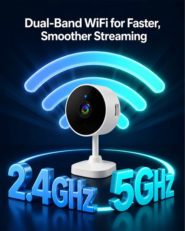 Alt view image 3 of 7 - 5G&2.4GHz Indoor Security Camera, 2K, Free Cloud, 24/7 TF Recording, Wired | Works with Alexa&Google Home, AI Motion Detect, Cameras for Home Security, Dog, Cat, Elder, Nanny, Baby Monitor, Pet Camera