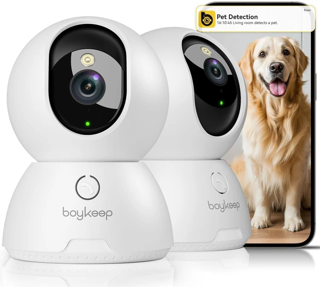 Main image of 2K Cameras for Home Security, 2-Pack Indoor Camera with Night Vision, Pet Camera Indoor with Phone App, Motion Detection, 2-Way Audio, Cloud/SD Card Storage, Compatible with Alexa