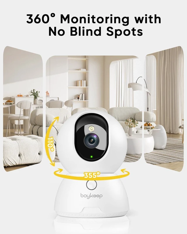 Alt view image 4 of 7 - 2K Cameras for Home Security, 2-Pack Indoor Camera with Night Vision, Pet Camera Indoor with Phone App, Motion Detection, 2-Way Audio, Cloud/SD Card Storage, Compatible with Alexa