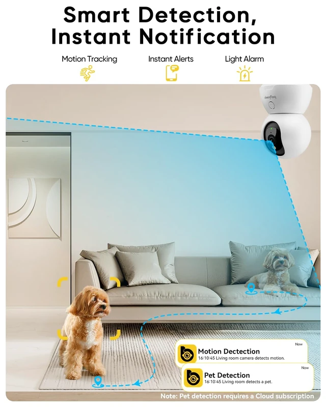 Alt view image 6 of 7 - 2K Cameras for Home Security, 2-Pack Indoor Camera with Night Vision, Pet Camera Indoor with Phone App, Motion Detection, 2-Way Audio, Cloud/SD Card Storage, Compatible with Alexa