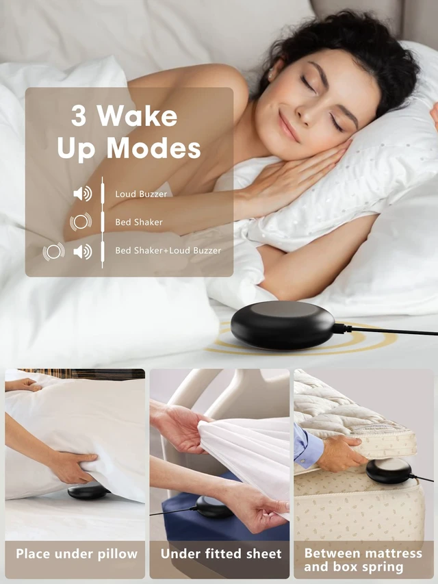 Alt view image 3 of 7 - Loud Alarm Clock for Heavy Sleeper, 2 Alarms Big Display Clock with Bed Shaker for Hard of Hearing Deaf,Plug in Bedroom Mirror Clock,Phone Charger,Dimmer,Simple Digital Clock for Senior Adult Teen Kid