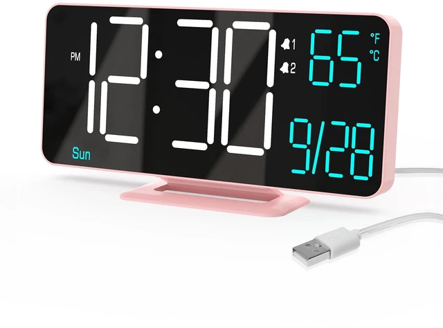 Main image of Clock for Bedroom, 6.7in Digital Alarm Clock, Auto Dimming, Room Temperature, Day of The Week, Seconds, Date, Alarm Clocks for Bedrooms, Digital Clocks for Living Room