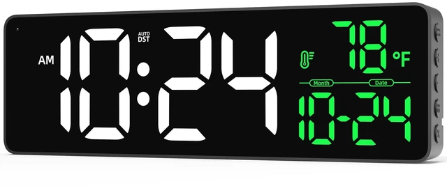 Main image of 13 Large Digital Wall Clock with Auto-Brightness, Date, Temperature, DST | Plug-in Powered, Easy-to-Read & Set, Big Digital Clock for Bedroom, Living Room, Classroom, Kitchen, Office, Gym, Farmhouse