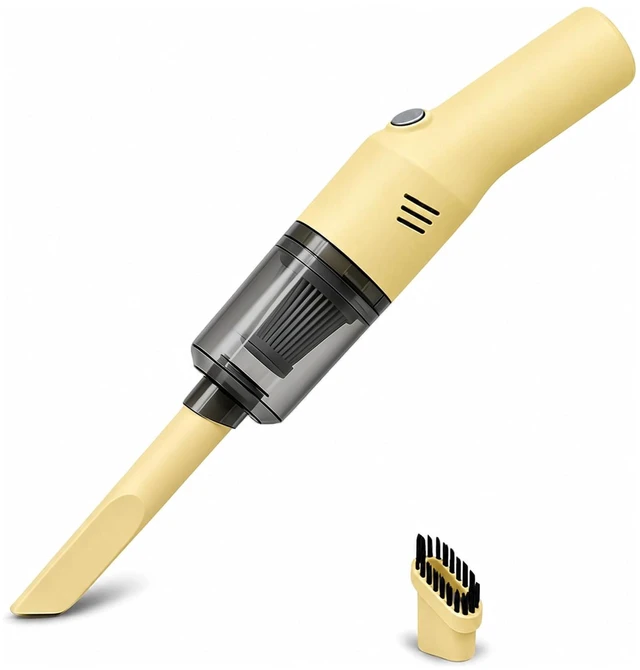 Main image of Mini Handheld Vacuum Cordless, Rechargeable Car & Sofa Cleaner, Yellow | USB-C Charging for Crumbs, Dust, Pet Hair, Drawers, Blinds and Cup Holders, Crevice and Brush Tools, Washable Filter
