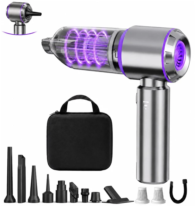 Main image of Mini Car Vacuum Cleaner Portable Cordless, 21000PA High Power Small Vacuum Cleaner Handheld Vacuum, Compressed Air Duster & Air Blower & Aspiradora para Carro for Car, Home, Office, Pet