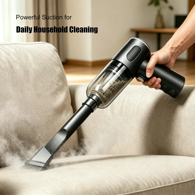 Alt view image 6 of 6 - Handheld Car Vacuum Cleaner, Rechargeable Vacuum for Home and Car Cleaning This rechargeable vacuum supports suction and blowing, easily clean dust and debris on car interiors, keyboards and desktops