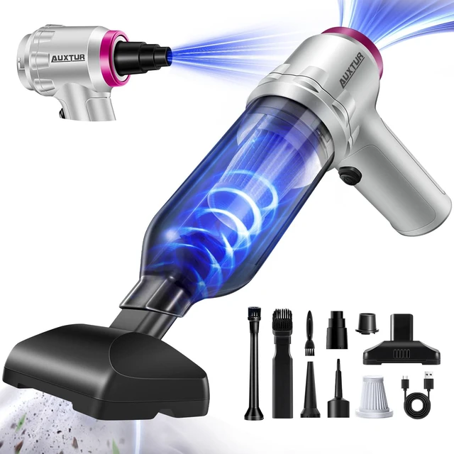 Main image of Portable Cordless Handheld Vacuum Cleaner with 15000PA Air Duster | 120w Brushless Motor, Mini Vacuum for Car and Home Silver/Purple, Compact & Powerful