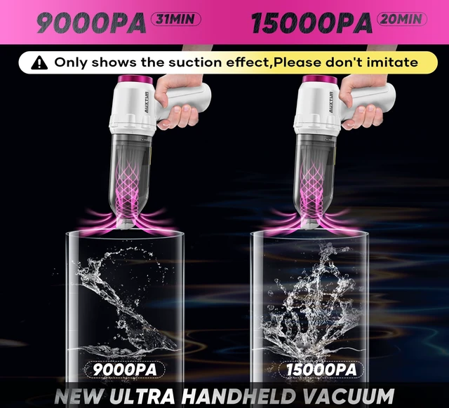 Alt view image 2 of 7 - Portable Cordless Handheld Vacuum Cleaner with 15000PA Air Duster | 120w Brushless Motor, Mini Vacuum for Car and Home Silver/Purple, Compact & Powerful