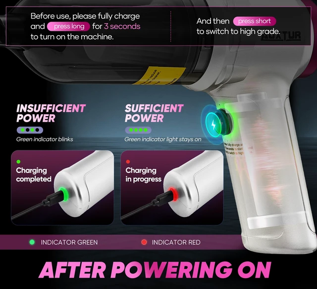 Alt view image 4 of 7 - Portable Cordless Handheld Vacuum Cleaner with 15000PA Air Duster | 120w Brushless Motor, Mini Vacuum for Car and Home Silver/Purple, Compact & Powerful