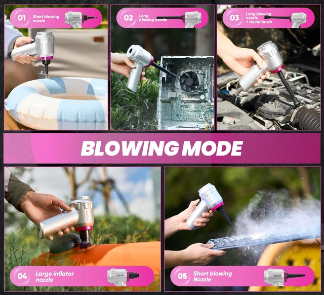 Alt view image 6 of 7 - Portable Cordless Handheld Vacuum Cleaner with 15000PA Air Duster | 120w Brushless Motor, Mini Vacuum for Car and Home Silver/Purple, Compact & Powerful