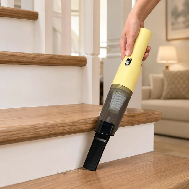 Alt view image 3 of 7 - Mini Plus Handheld Vacuum Cordless, Rechargeable Car & Desk Cleaner, Yellow | Lightweight Design, USB-C Power, Washable Filter, Crevice & Brush Tools for Crumbs, Pet Hair, Sofas and Keyboards