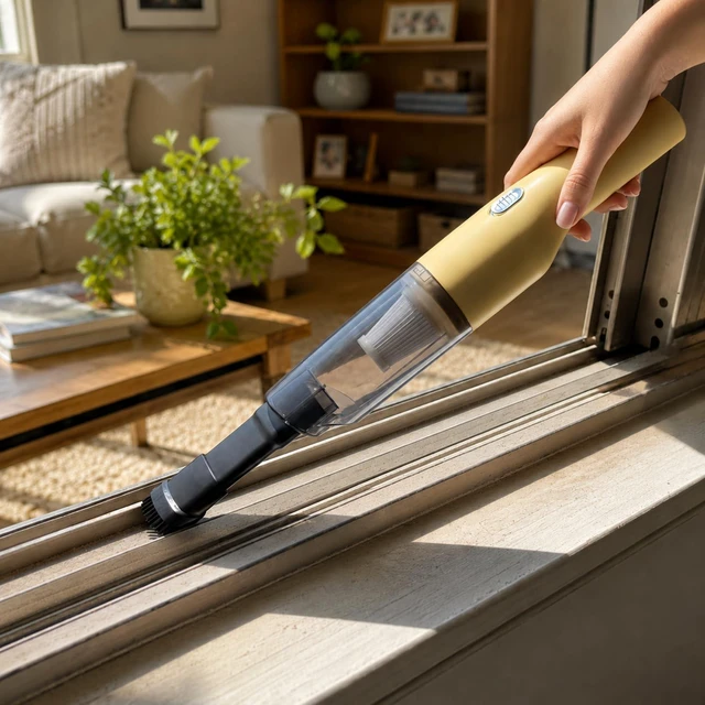 Alt view image 5 of 7 - Mini Plus Handheld Vacuum Cordless, Rechargeable Car & Desk Cleaner, Yellow | Lightweight Design, USB-C Power, Washable Filter, Crevice & Brush Tools for Crumbs, Pet Hair, Sofas and Keyboards