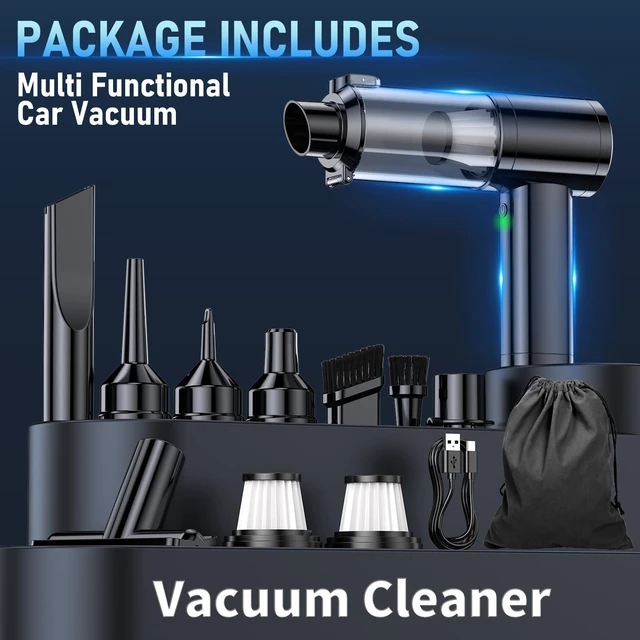 Alt view image 7 of 7 - Car Vacuum Portable Cordless, 35000Pa High Power Brushless Motor Handheld Vacuum, 6-in-1 Rechargeable Mini Cleaner with Air Duster for Car, Home, Pet Hair, Keyboard, Grey