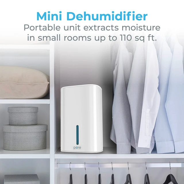 Alt view image 2 of 7 - PureDry Mini Dehumidifier, 27 oz Tank, Removes 300 mL/Day | Compact Design Helps Reduce Excess Moisture in Small Rooms & Living Spaces; Ideal for Closets, Bathrooms, Boats & Kitchens