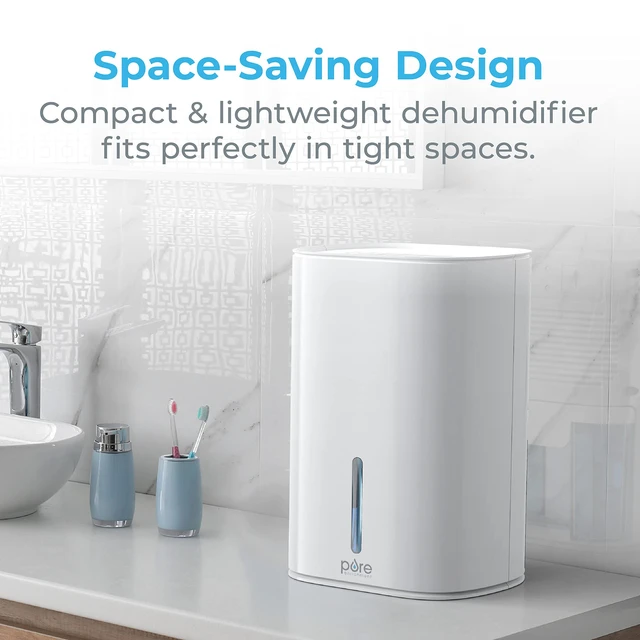 Alt view image 5 of 7 - PureDry Mini Dehumidifier, 27 oz Tank, Removes 300 mL/Day | Compact Design Helps Reduce Excess Moisture in Small Rooms & Living Spaces; Ideal for Closets, Bathrooms, Boats & Kitchens