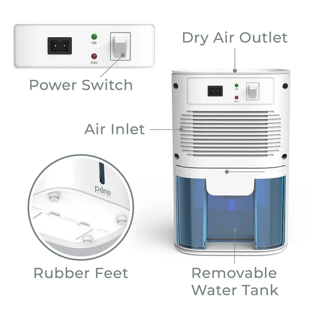 Alt view image 6 of 7 - PureDry Mini Dehumidifier, 27 oz Tank, Removes 300 mL/Day | Compact Design Helps Reduce Excess Moisture in Small Rooms & Living Spaces; Ideal for Closets, Bathrooms, Boats & Kitchens