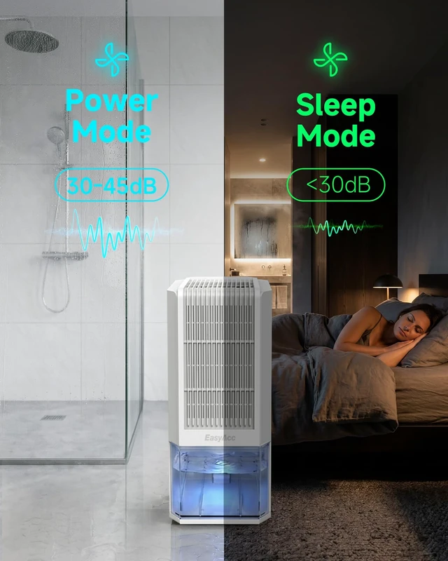 Alt view image 7 of 7 - Small Dehumidifier for Bathroom, RV, 68 OZ Tank | Auto Shut Off, Removes Up to 40 OZ/Day, Quiet Portable Dehumidifier with 7 Color LED Light, Auto Defrost for Bedroom