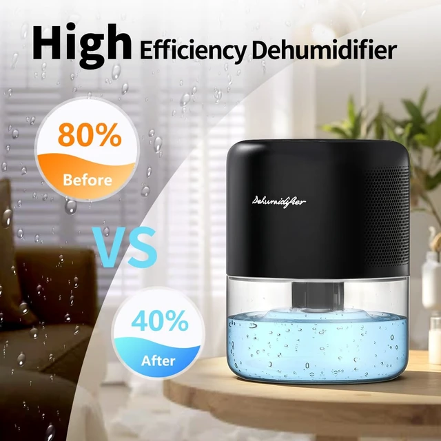 Alt view image 2 of 7 - Dehumidifier 44OZ Water Tank Small Quiet Dehumidifiers for Home Portable Dehumidifiers for Bedroom Bathroom Closet RV 10 Colors Light 4 Timer Options 3 Modes Auto Defrost and Shutoff