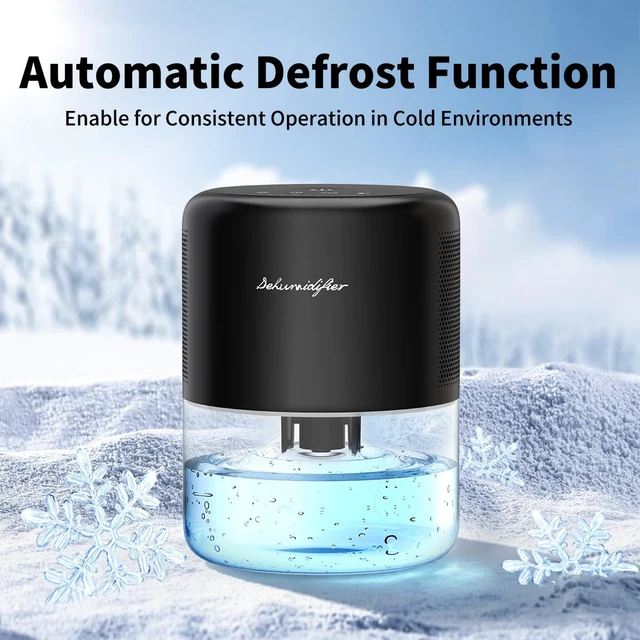 Alt view image 3 of 7 - Dehumidifier 44OZ Water Tank Small Quiet Dehumidifiers for Home Portable Dehumidifiers for Bedroom Bathroom Closet RV 10 Colors Light 4 Timer Options 3 Modes Auto Defrost and Shutoff