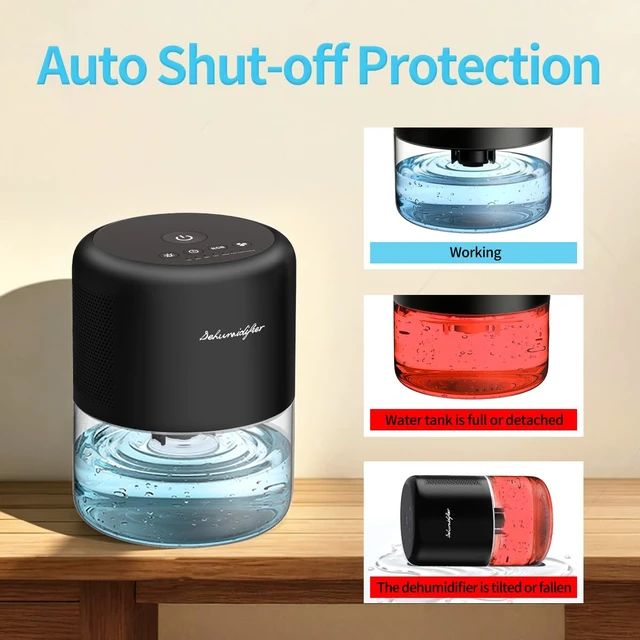 Alt view image 5 of 7 - Dehumidifier 44OZ Water Tank Small Quiet Dehumidifiers for Home Portable Dehumidifiers for Bedroom Bathroom Closet RV 10 Colors Light 4 Timer Options 3 Modes Auto Defrost and Shutoff