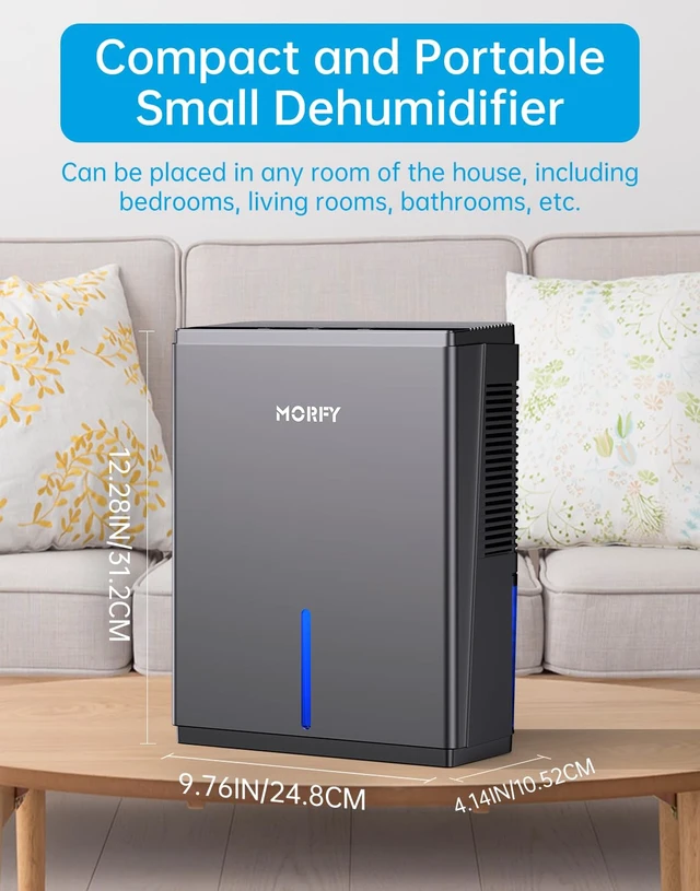 Alt view image 4 of 7 - Dehumidifier, 80 OZ Small Dehumidifier for Bedroom, Bathroom, RV, Closet, Dual-Semiconductor Quiet Dehumidifiers for Home Room with Drain Hose, 7 Colors LED Auto Shut Off