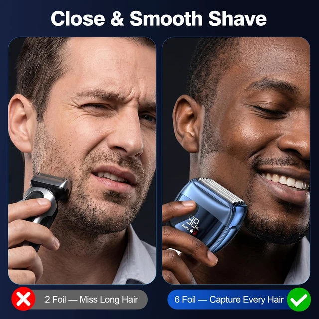 Alt view image 4 of 7 - Electric Foil Shaver for Men, 6-Blade Razor for Thick Beards | Close, comfortable shaving with an advanced floating 6-blade system, wet & dry performance, and USB-C fast charging